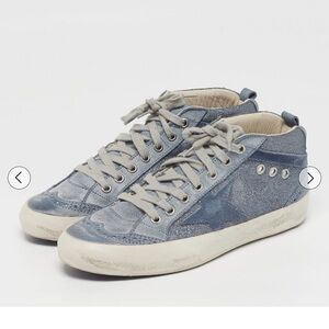 Golden Goose Midstar Size 37 Blue-Gray Glitter Sneakers